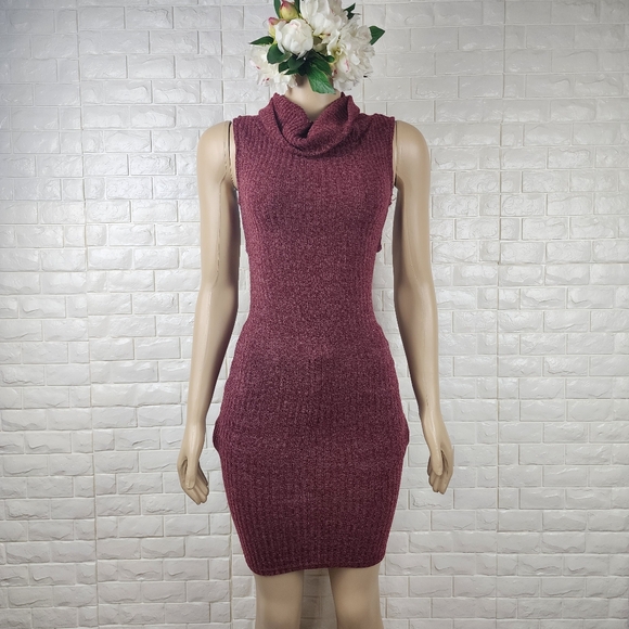 windsor small maroon knit cowl neck dress - Picture 2 of 5